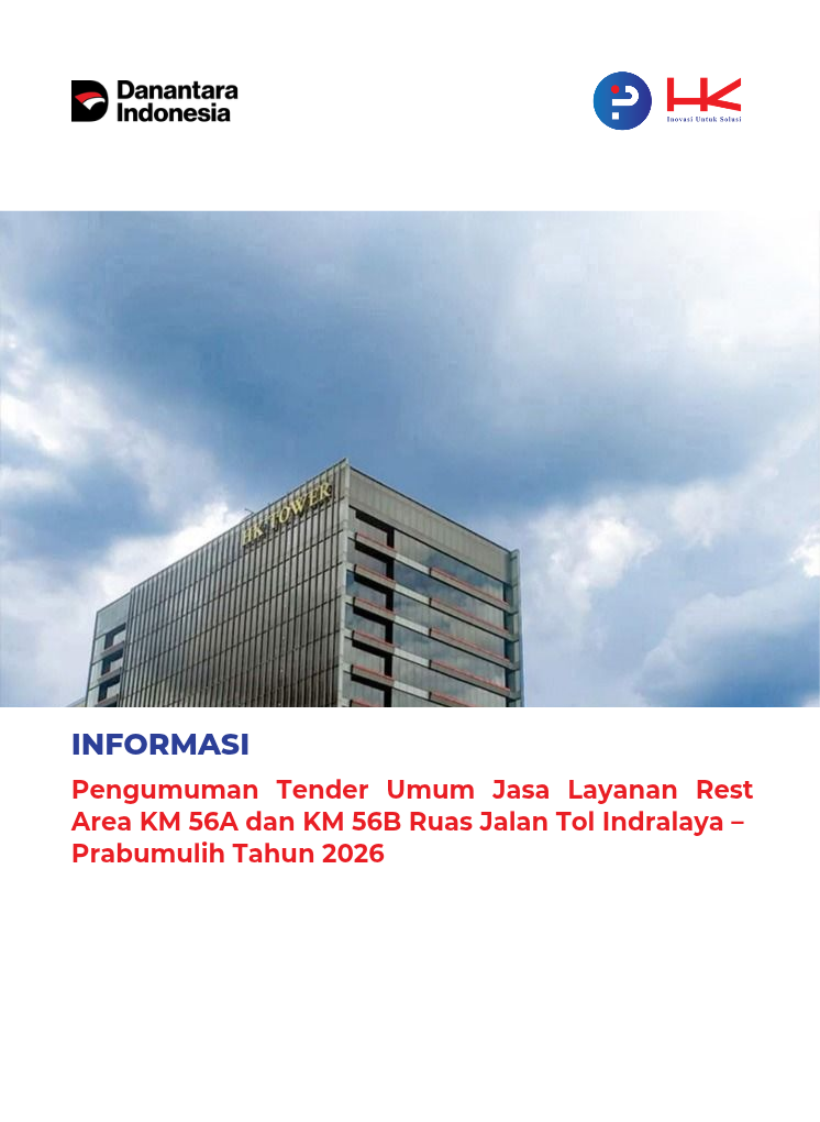 Pengumuman Tender Umum Jasa Layanan Rest Area KM 56A dan KM 56B Ruas Jalan Tol Indralaya – Prabumulih Tahun 2026